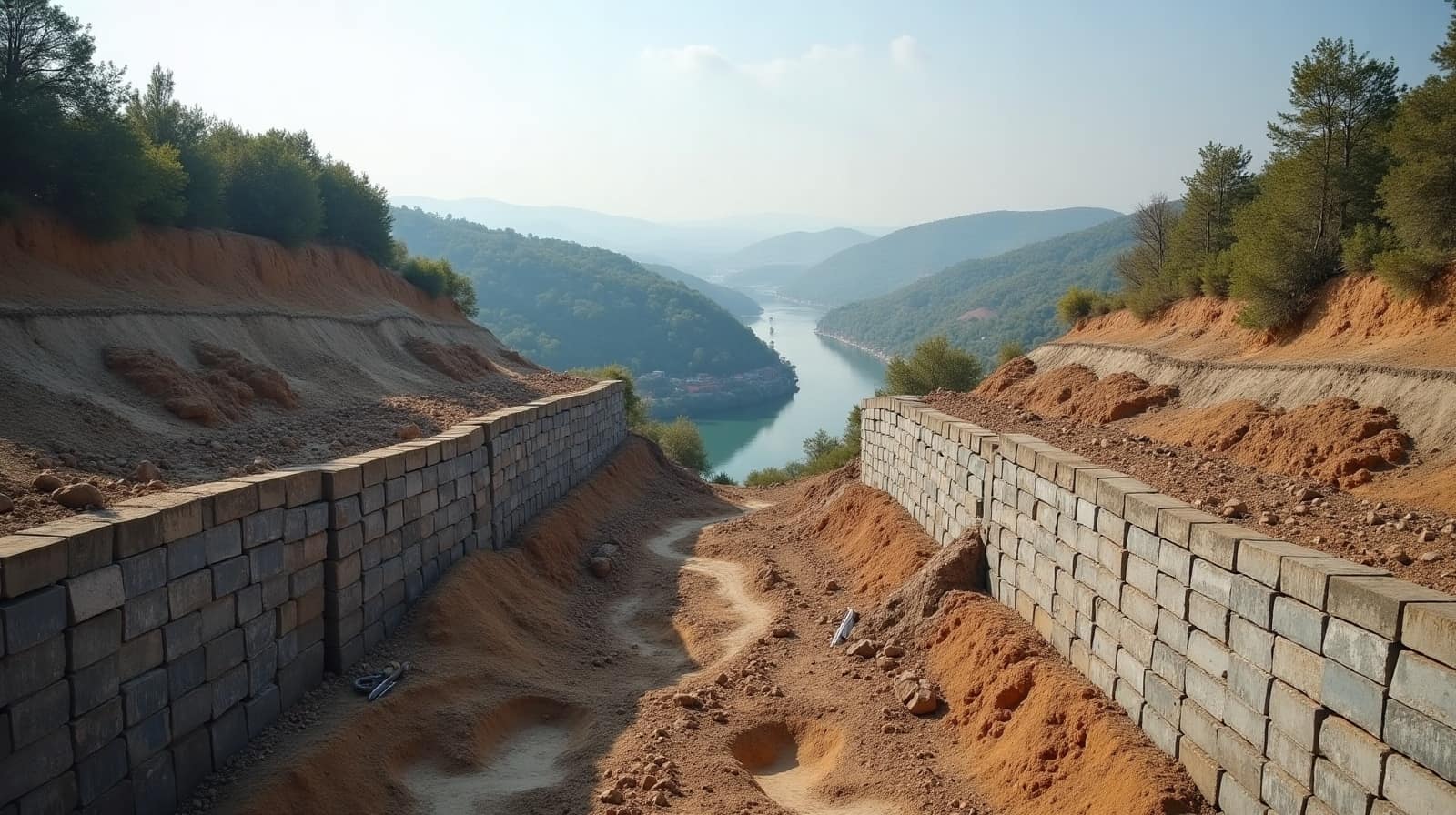 Pentes marquées du quartier de la Côte à Romans-sur-Isère, au-dessus de l'Isère